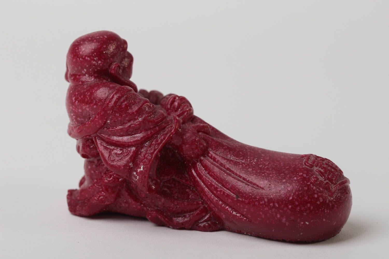 Статуэтка из полимерной смолы красная Хотей с мешком ручной работы авторская фото 3