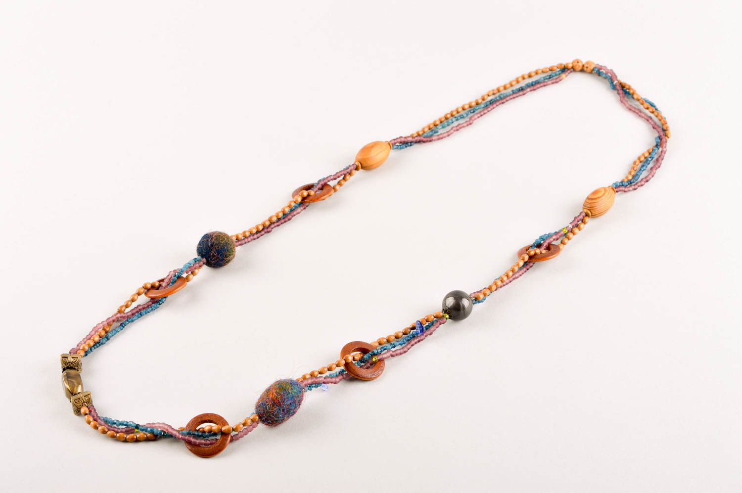 Колье из бисера украшение ручной работы ожерелье из бисера бусы из войлока фото 3