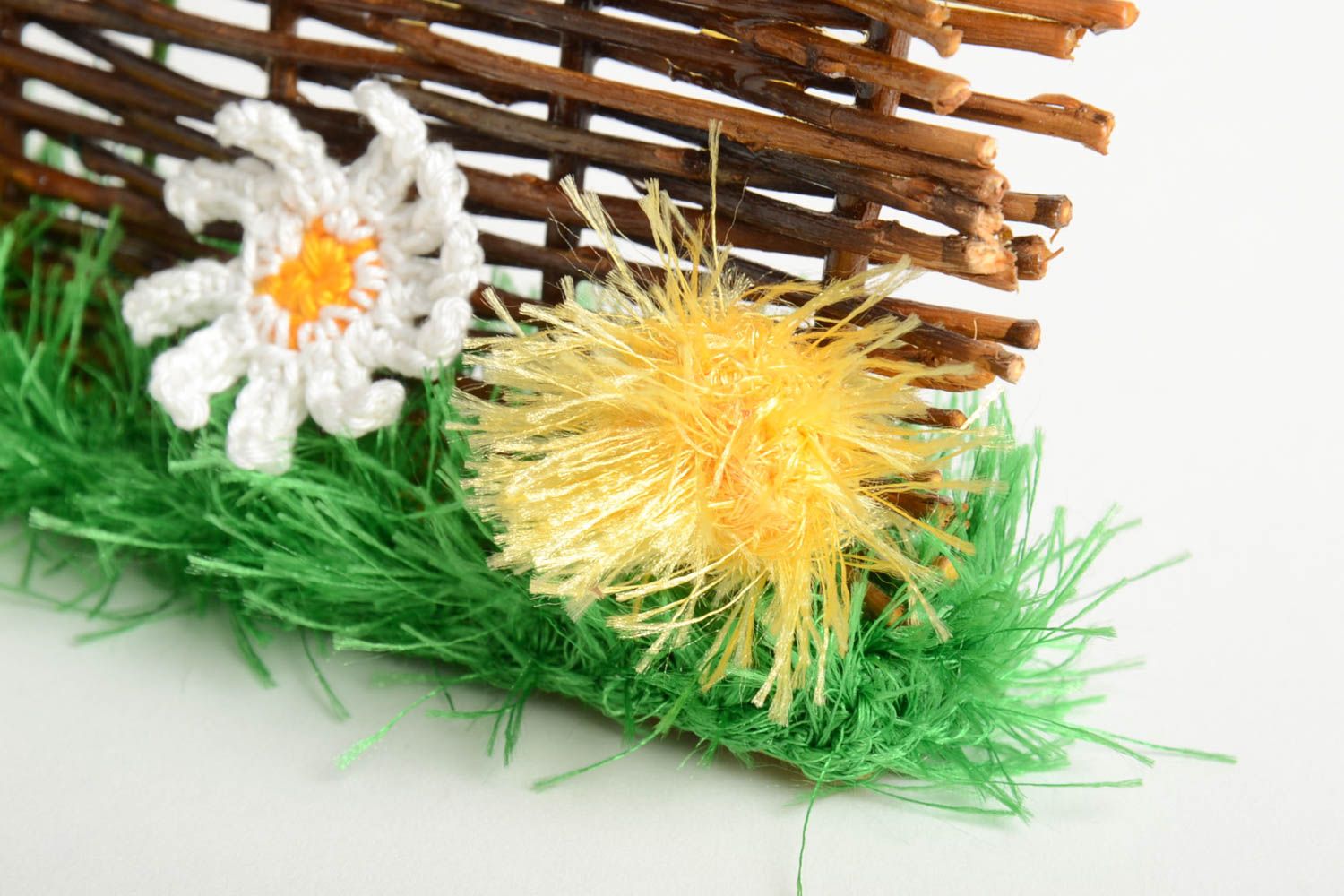 Handmade Haus Deko Öko Spielzeug Tisch Deko geflochtener Zaun mit Blumen foto 3