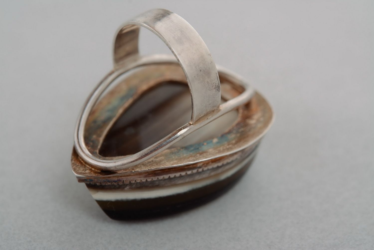 Silver ring with a horn photo 5