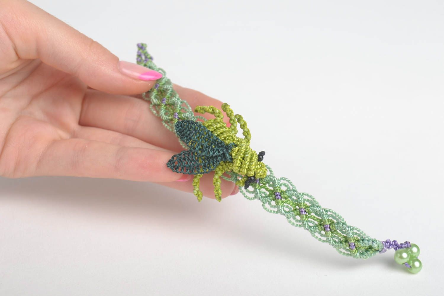 Bracelet textile et Broche fait main Accessoires femme originaux tressés photo 5