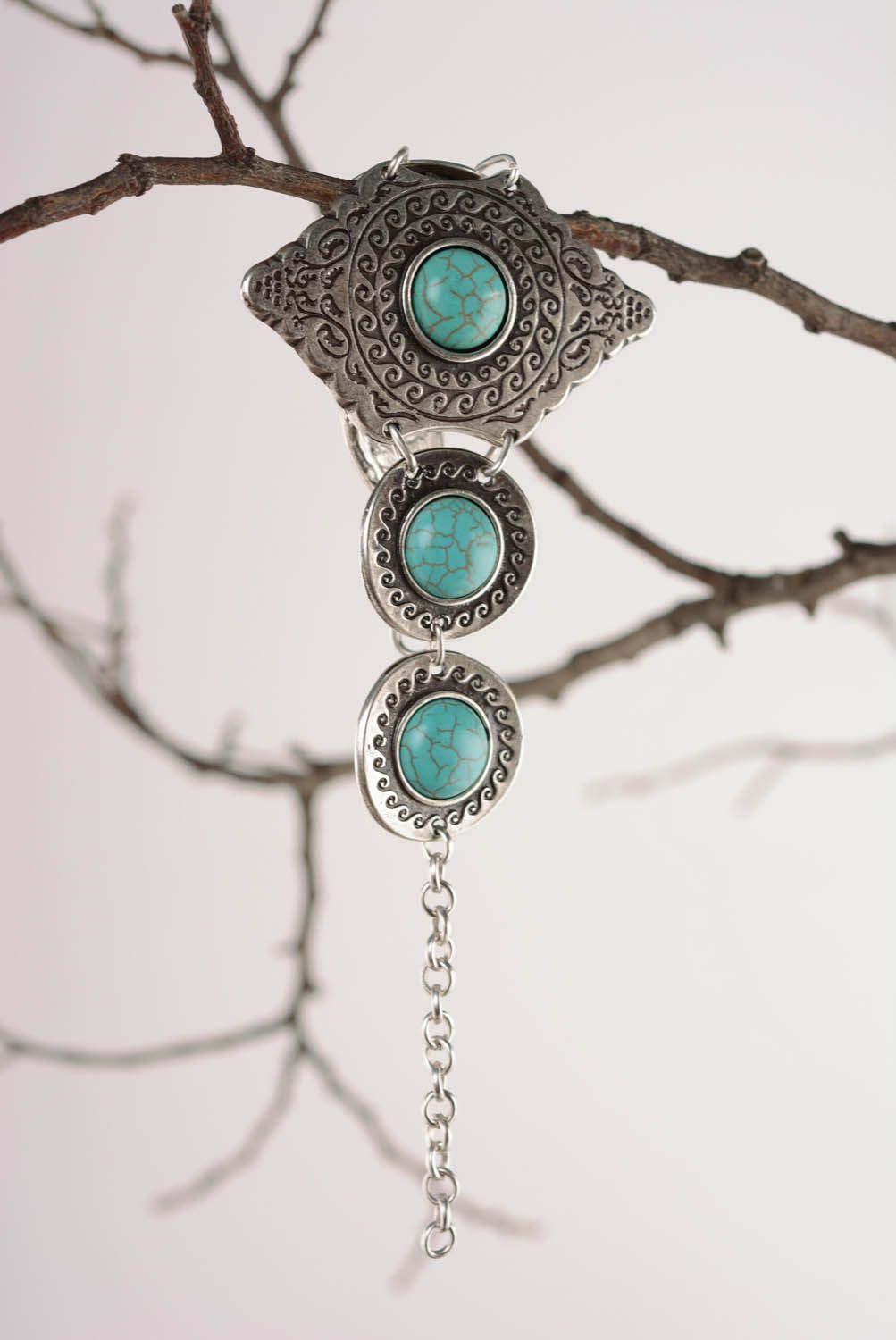Metal bracelet with turquoise Rozidah photo 4