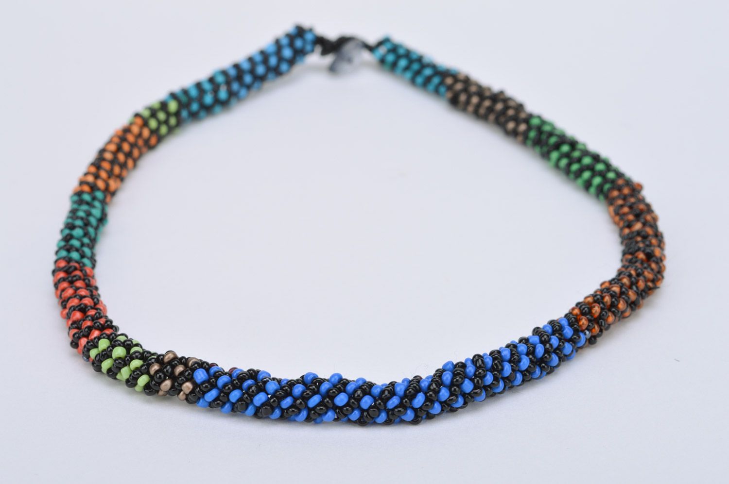 Handmade designer colorful beaded cord necklace Savanna for elegant ladies photo 2