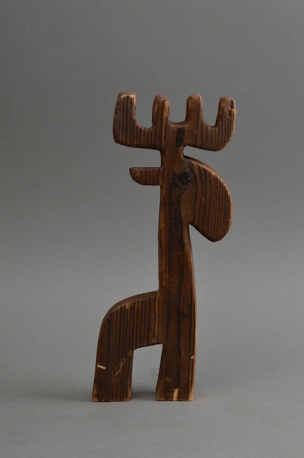Figurine décorative en bois de style primitif faite main originale Élan photo 3
