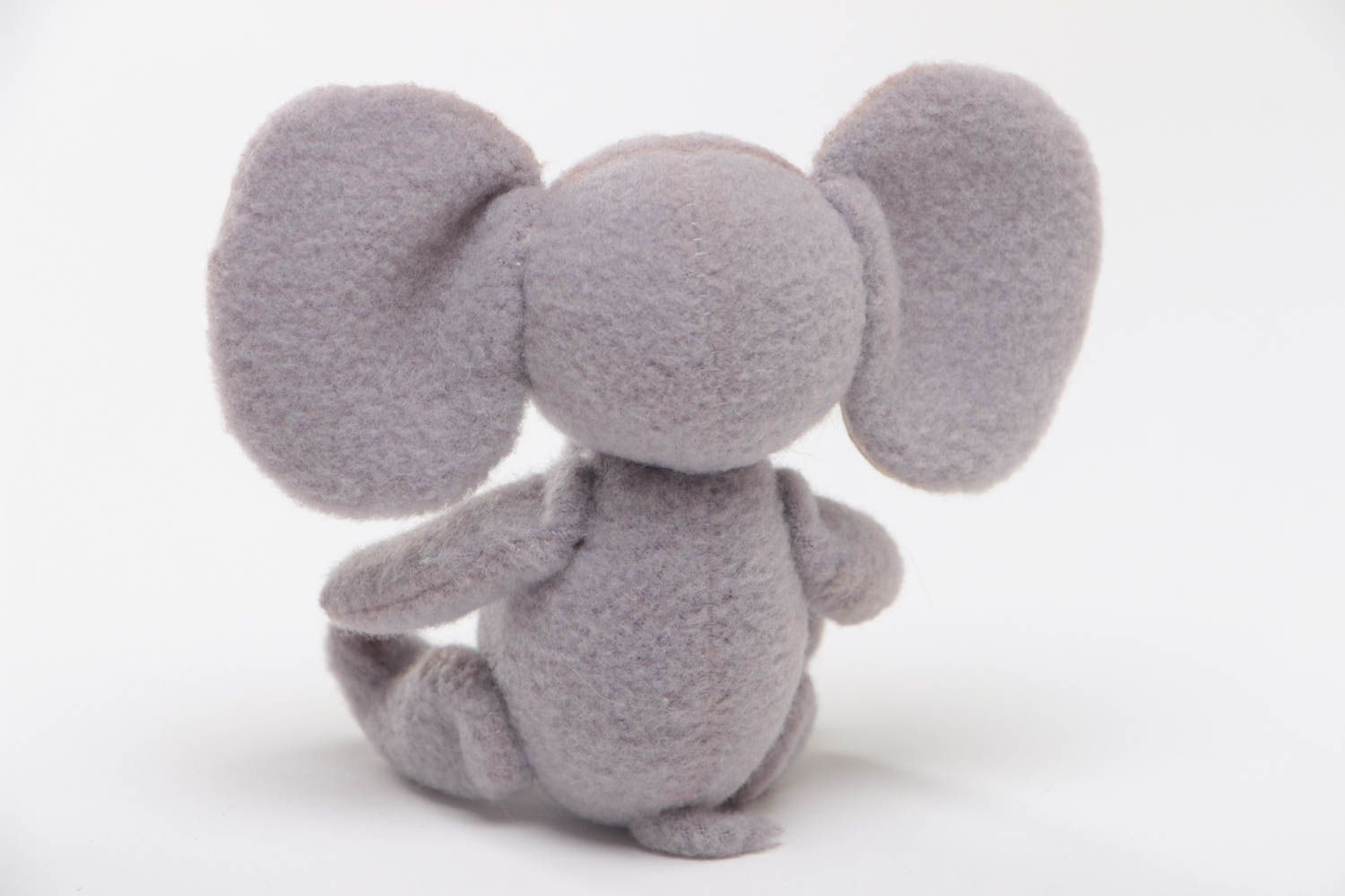 Handmade designer small fleece soft toy gray elephant in vintage style photo 4