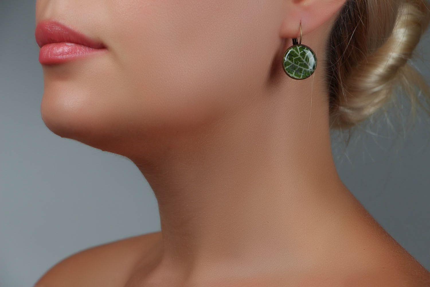 Earrings with Real Plants Fittonia photo 4