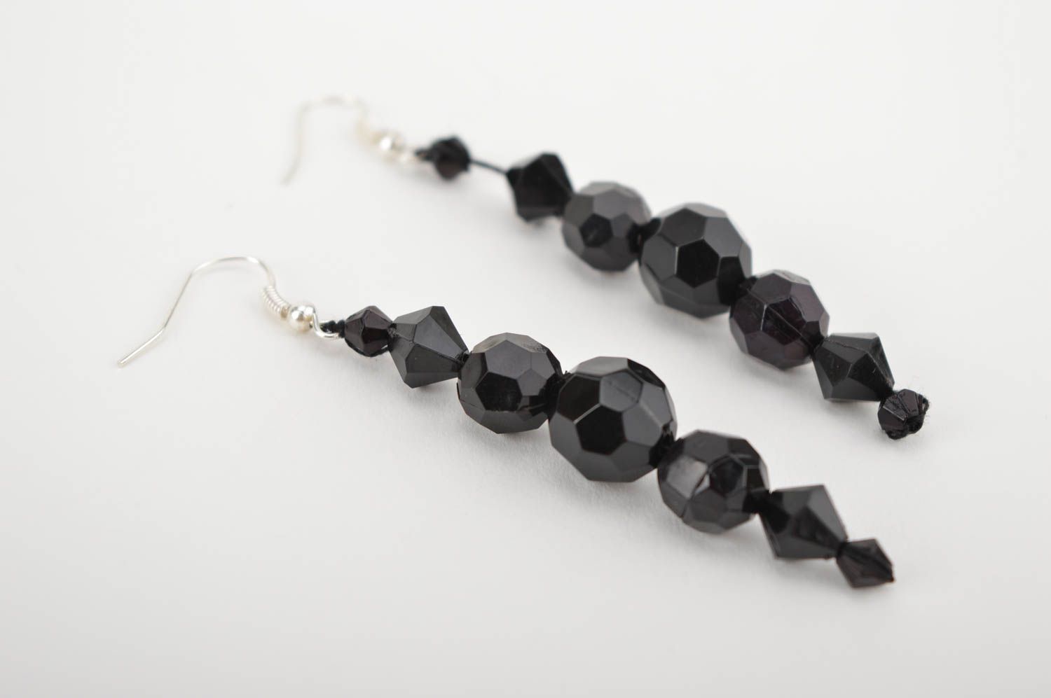 Handgemachter Damen Kragen Designer Ohrringe Schmuck Armband schwarz mit Perlen foto 3