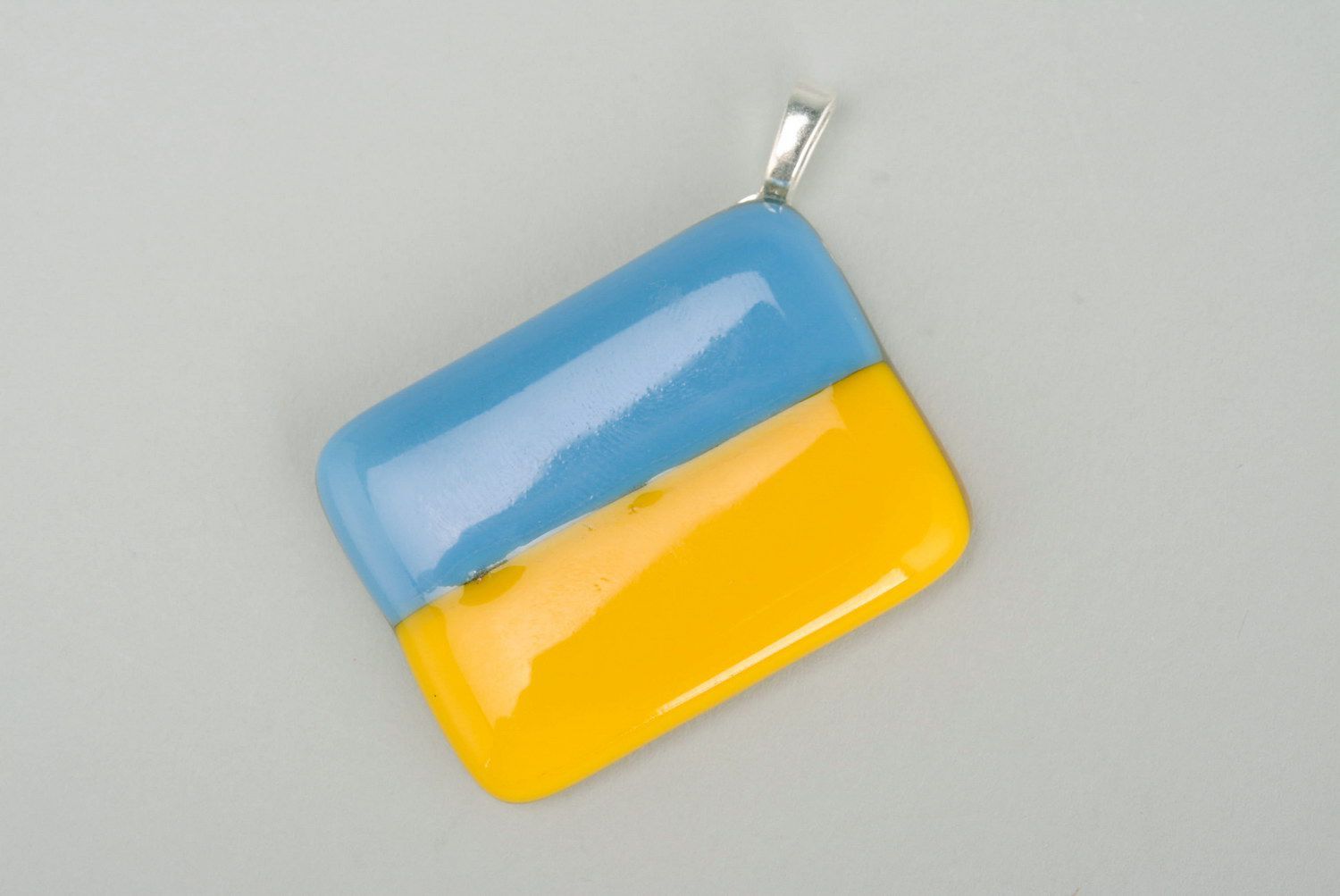 Стеклянный кулон Украинский флаг фьюзинг стекла фото 2
