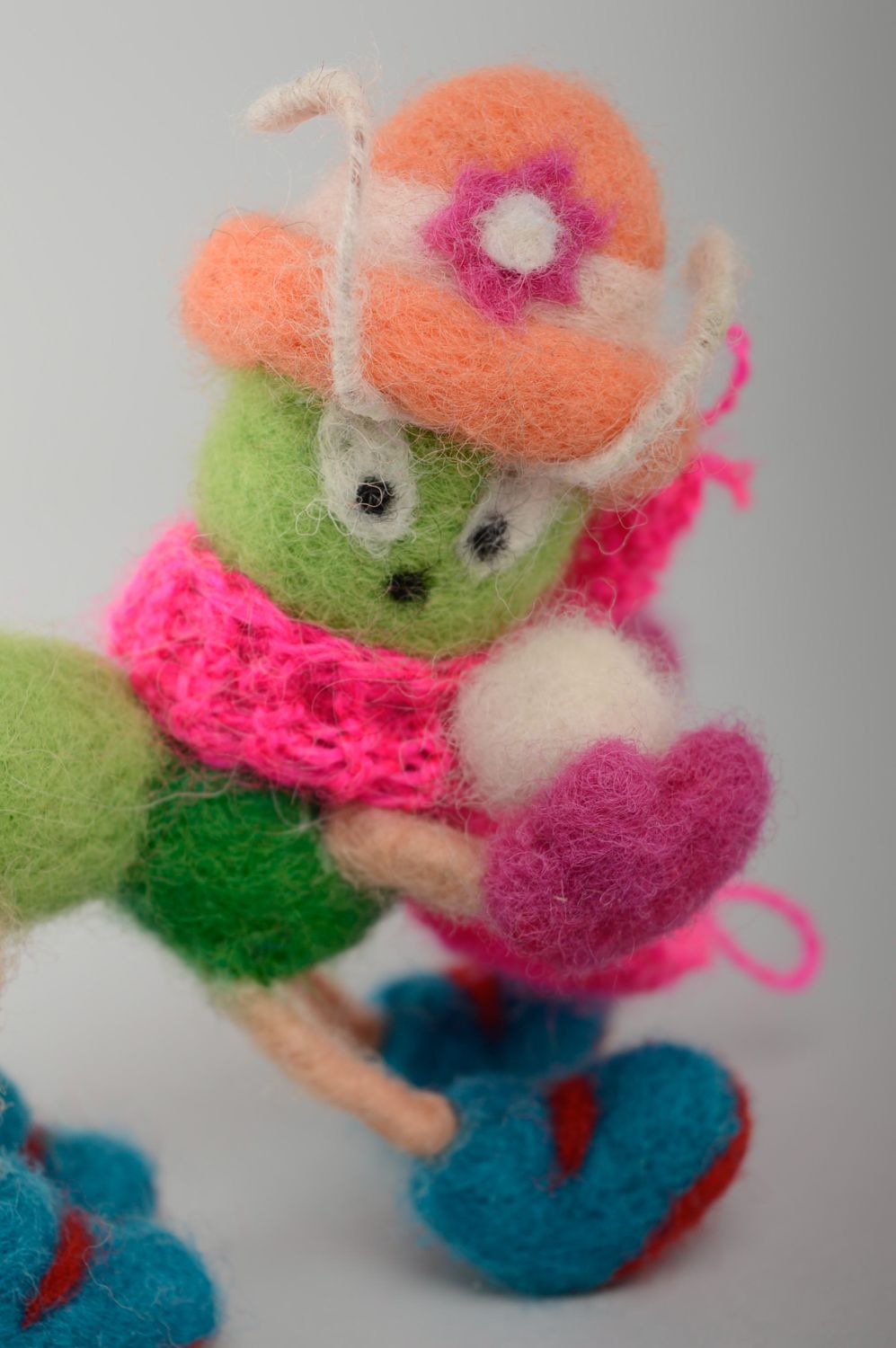 Bright felted wool toy Worm photo 2