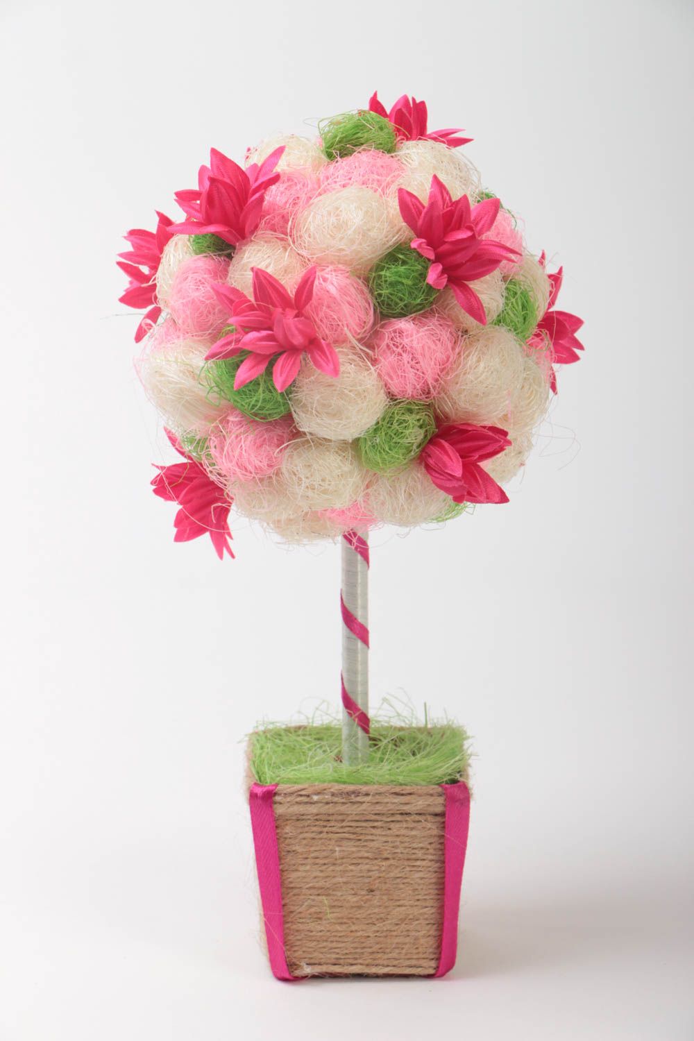 Handmade Baum künstlich ausgefallenes Geschenk Wohn Accessoire Topiary rosa foto 2