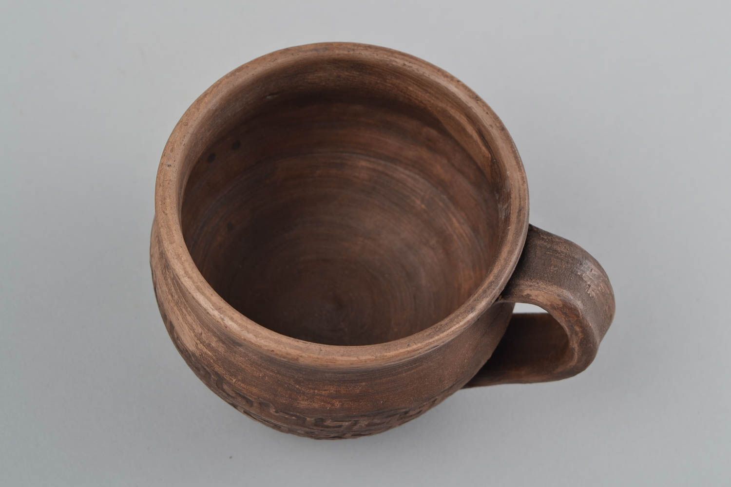 Large 16 oz clay cup with handle and Mayan pattern photo 5