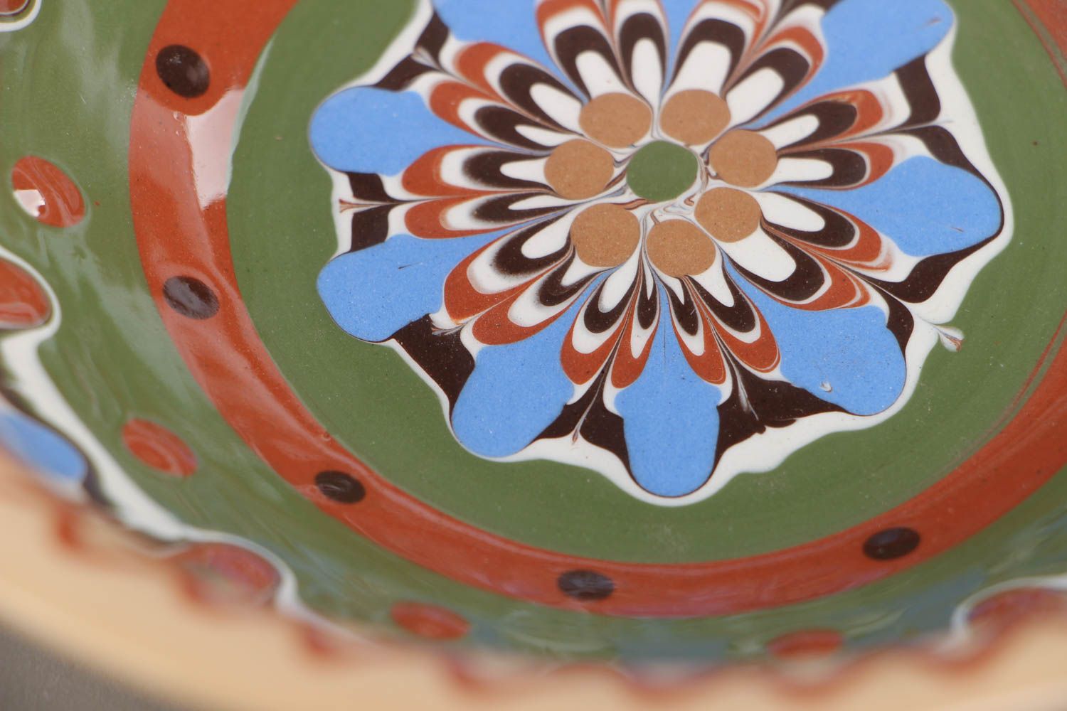 Bol de céramique joli peint de glaçure fait main vaisselle ethnique 50 cl photo 4