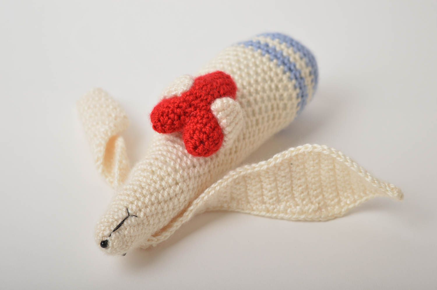 Мягкая игрушка ручной работы игрушка кролик детская игрушка белая небольшая  фото 4