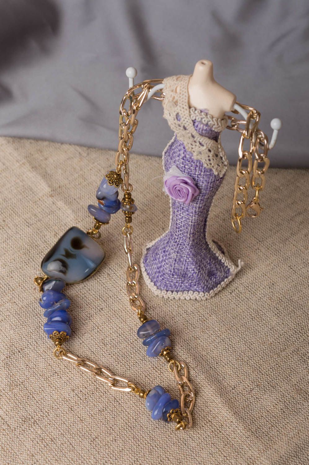 Collar artesanal de piedras de ágata original accesorio para mujeres hermoso foto 1