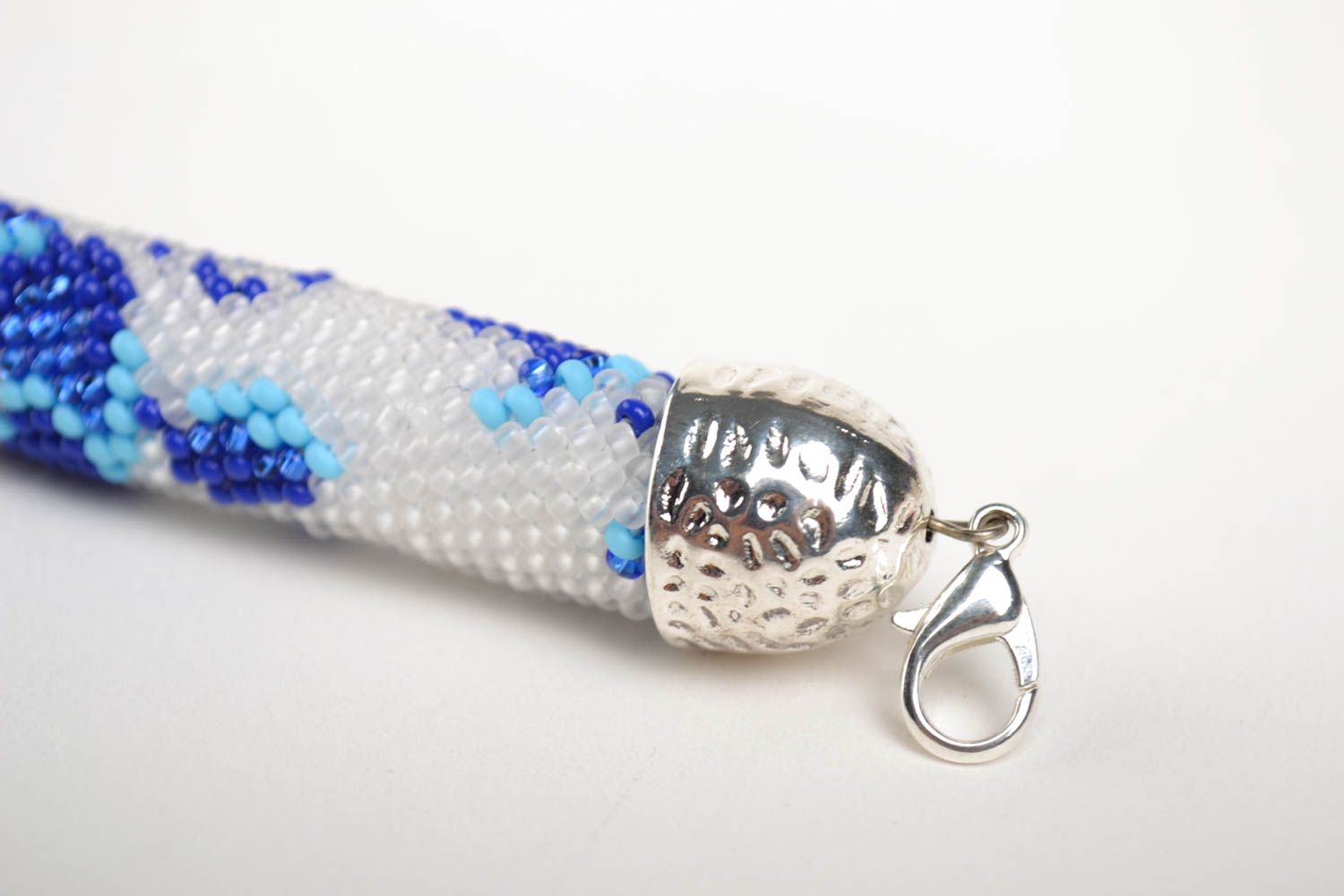 Collier spirale Bijou fait main large perles de rocaille Cadeau femme design photo 4