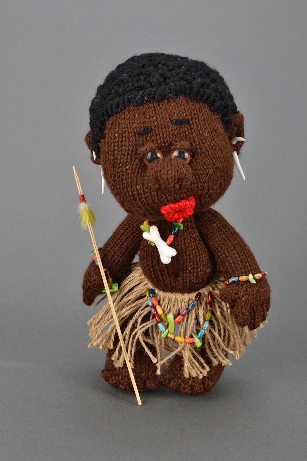 Handmade collectible knitted soft toy for kids and interior Aborigine photo 3