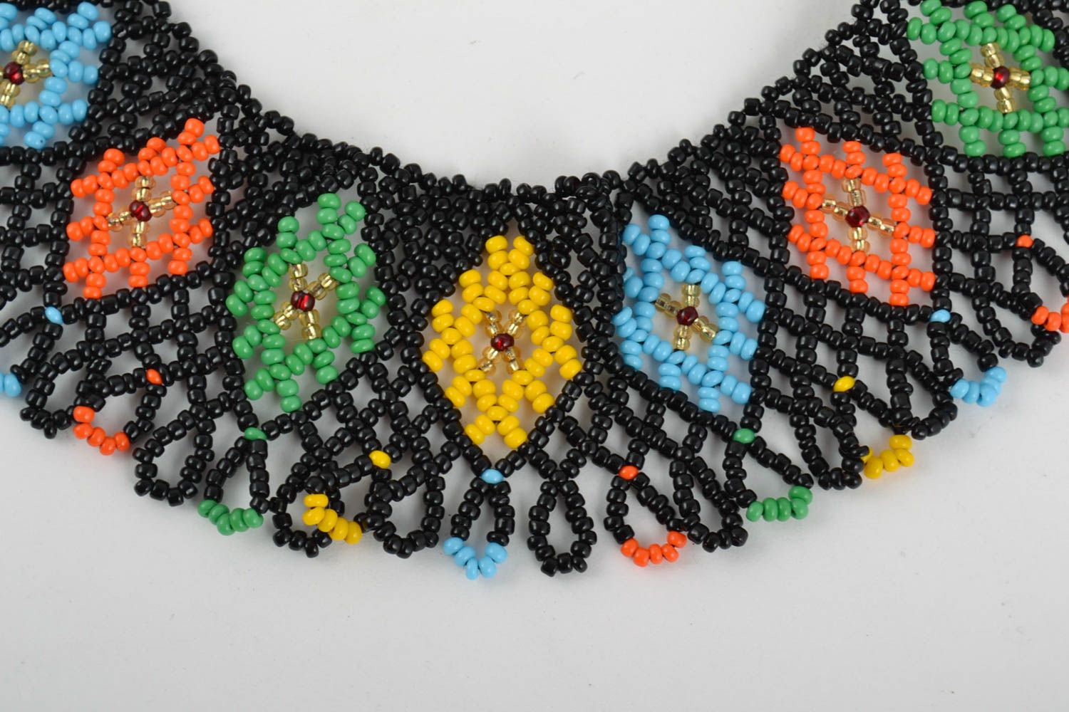 Handmade colorful unusual designer necklace made of Czech beads photo 2
