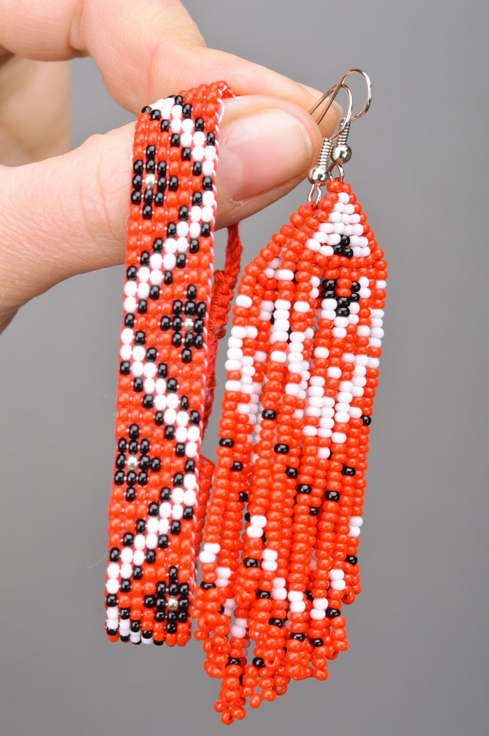 Комплект украшений из бисера чешского браслет и серьги в этно-стиле хэнд мэйд фото 3