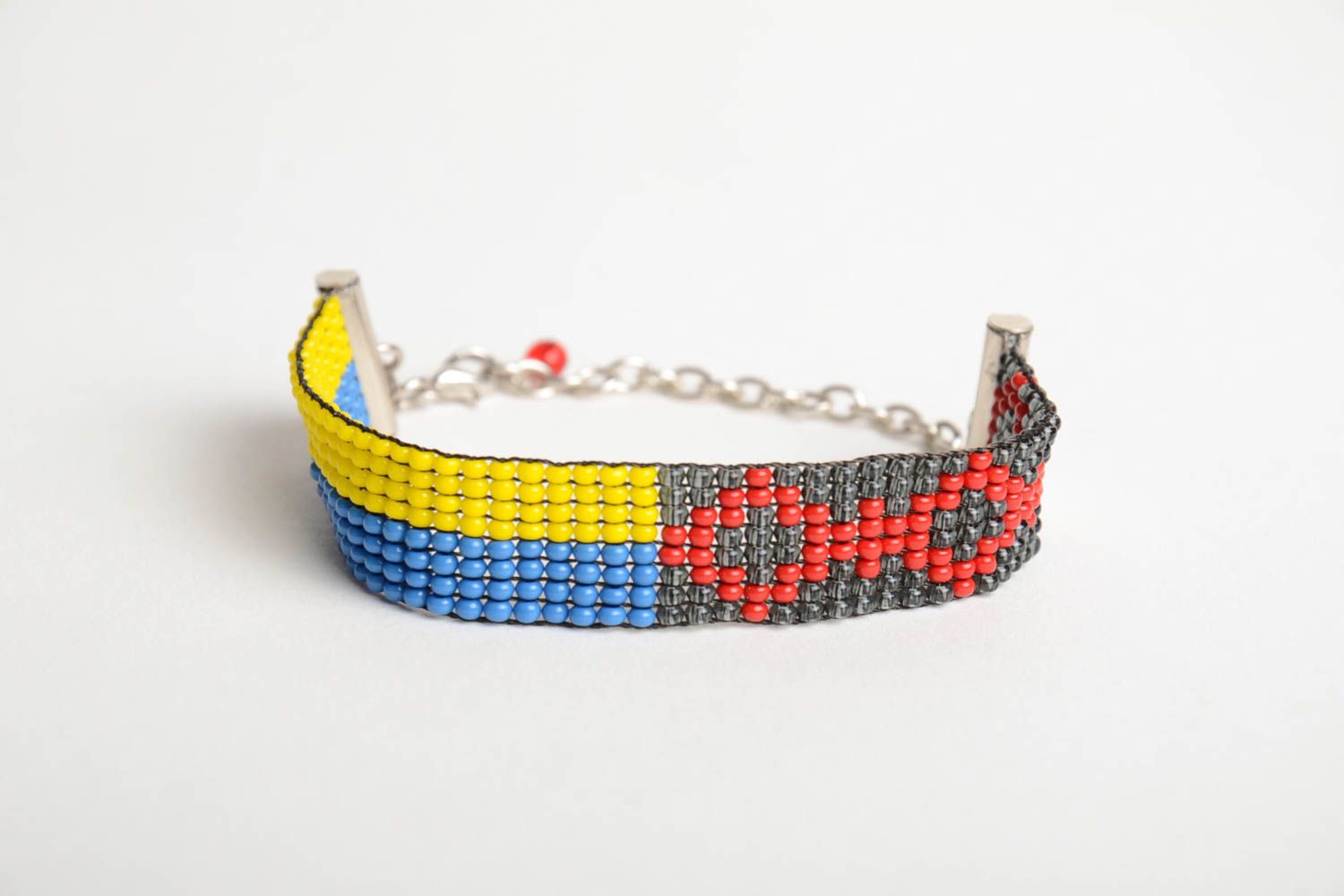 Bracelet en perles de rocaille multicolore fait main tissé design original photo 3