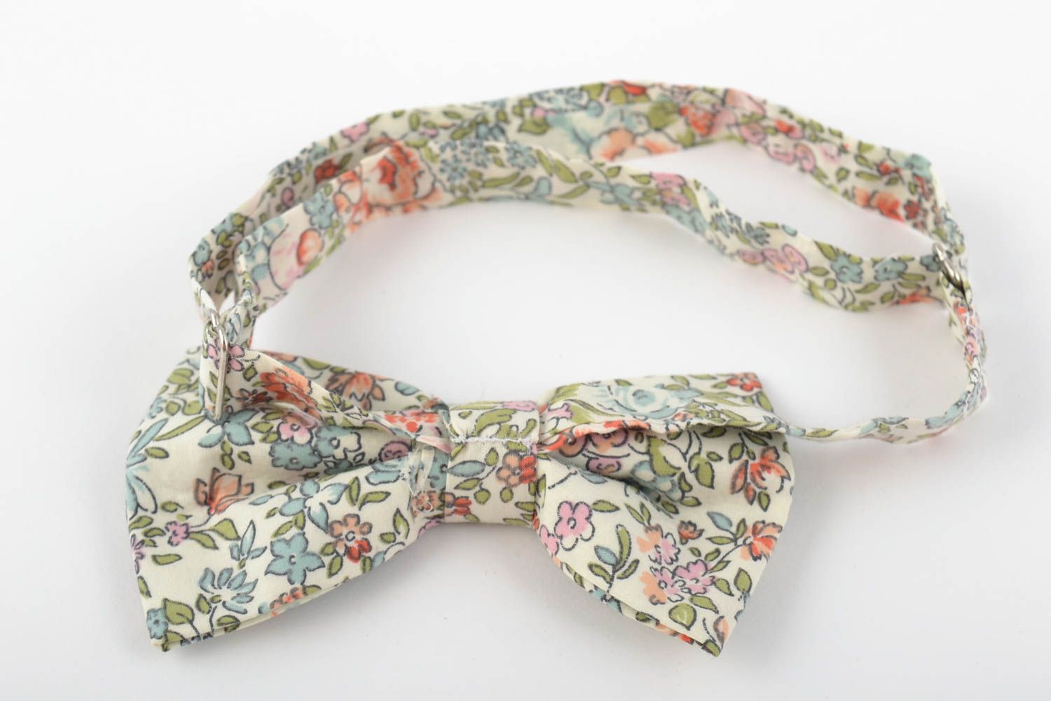 Beautiful colorful handmade cotton fabric bow tie with adjustable strap unisex photo 3