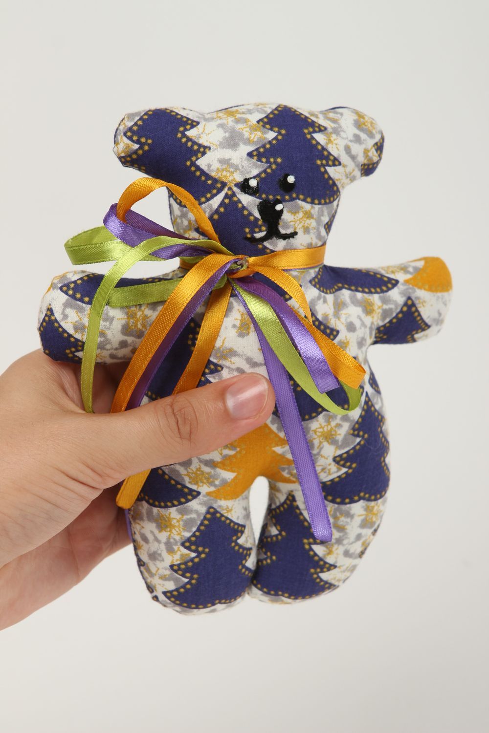 Handmade Kuscheltier Bär bunt Stoff Spielzeug Geschenk für Kinder  foto 5