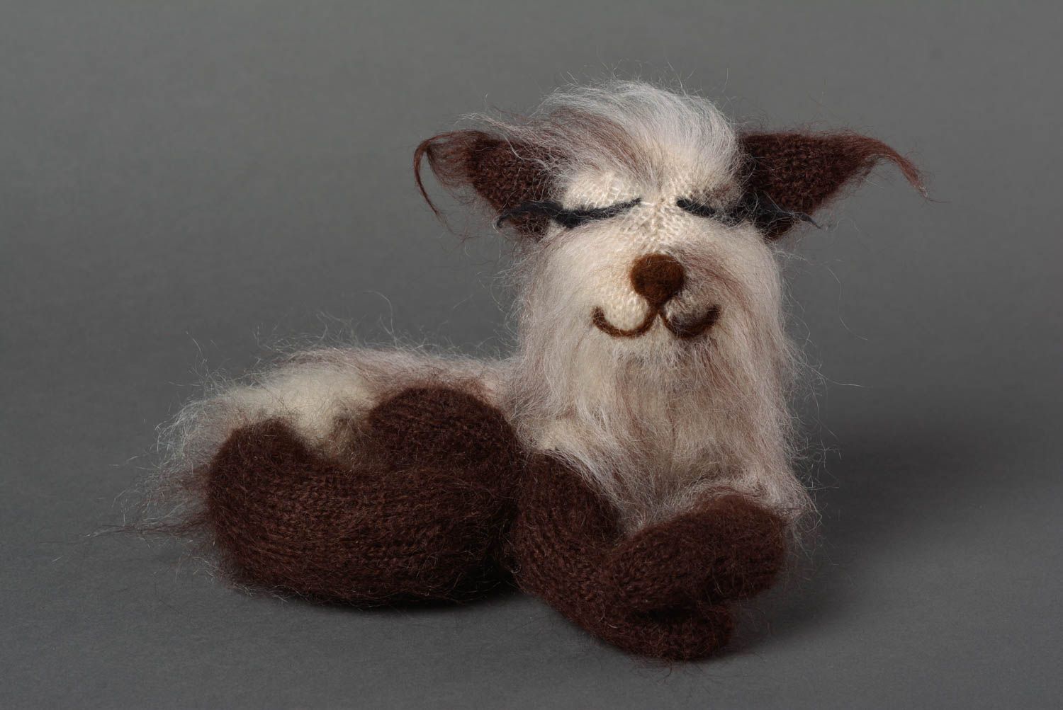 Peluche chat faite main Jouet tricot en fils de laine Cadeau pour enfant photo 1