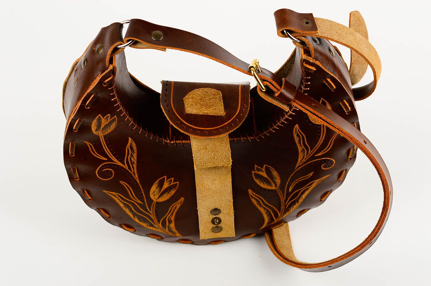Handmade leather bag leather bag natural leather handbag women design bag  photo 4