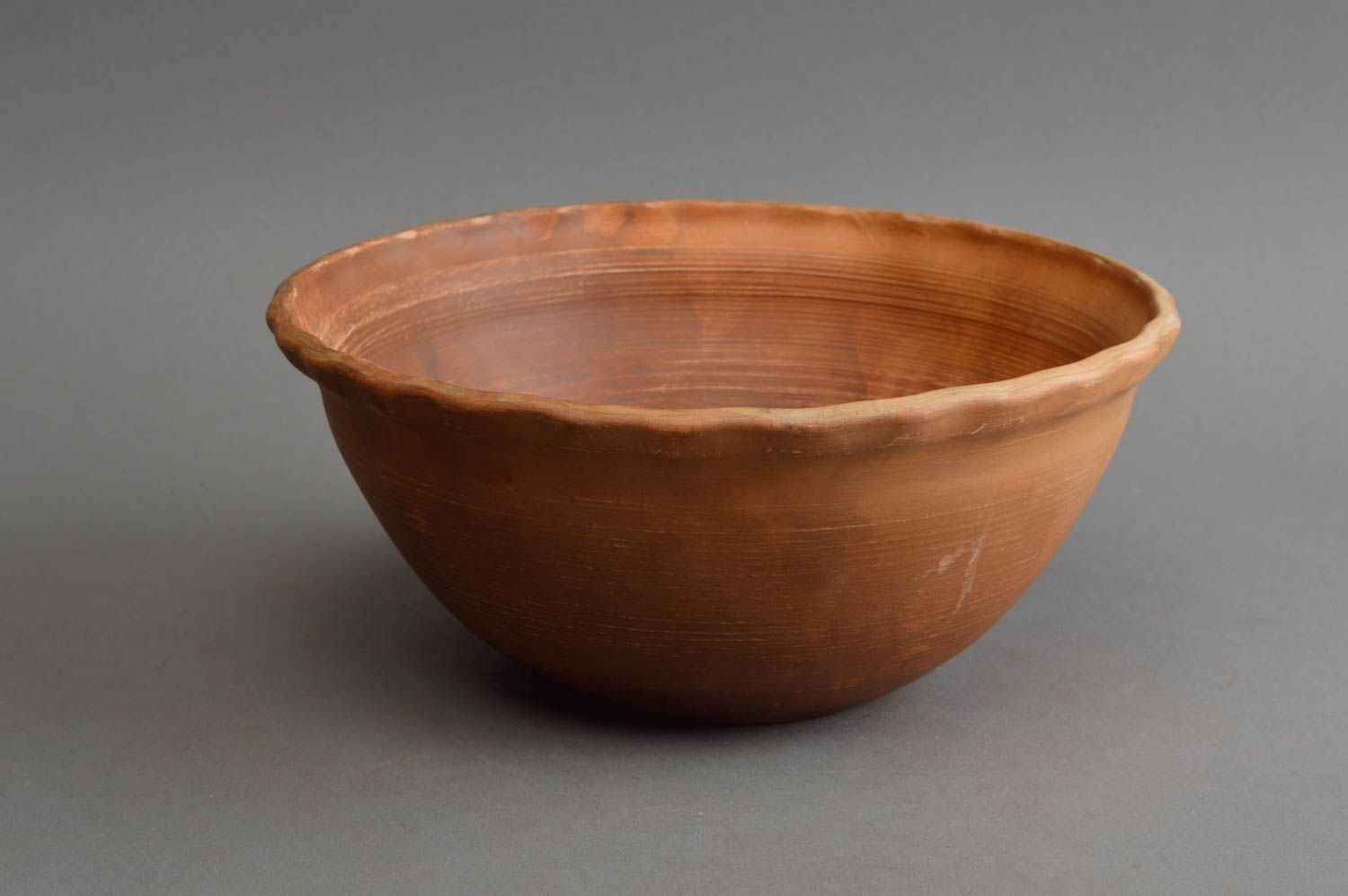 Beautiful handmade designer molded clay deep salad bowl decorative pottery photo 2