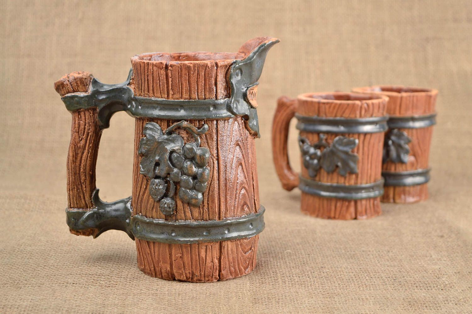 Keramik Karaffe handmade Wasser Krug Küchen Zubehör 1 l schön originell  foto 1