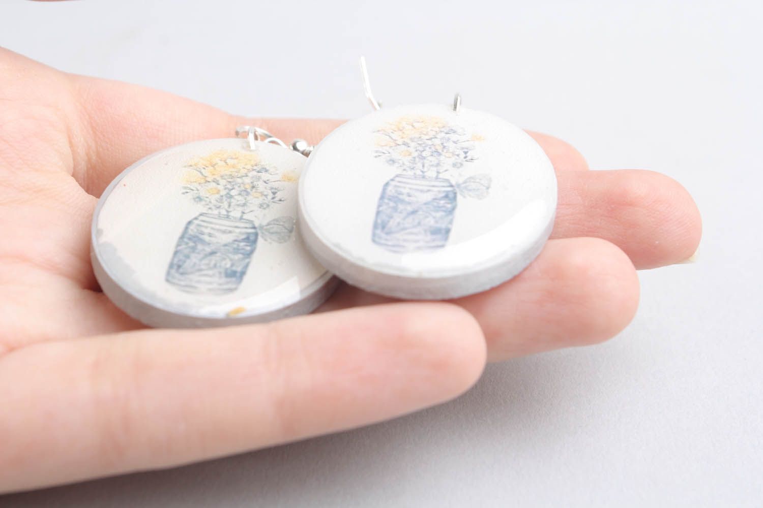 Earrings made of wood and epoxy resin photo 2