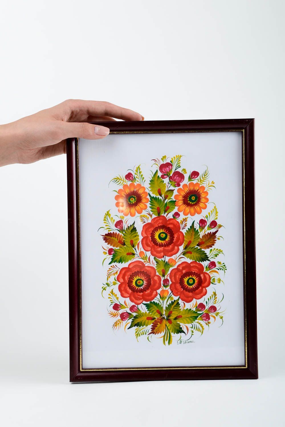 Cuadro pintado con flores artesanal elemento decorativo adorno para casa foto 2