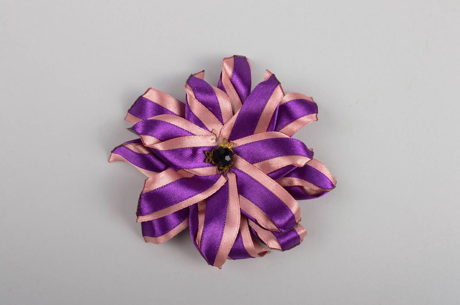 Фиолетовое украшение ручной работы аксессуар для волос заколка с цветком фото 5