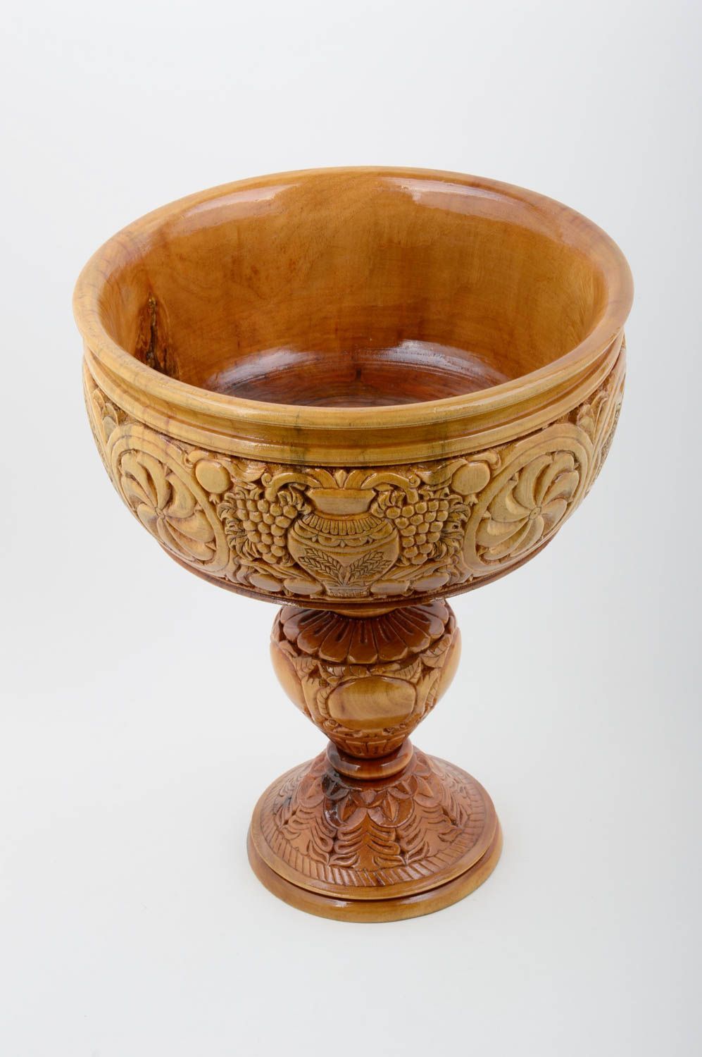 Copa decorativa artesanal jarrón de madera tallado decoración de interior   foto 2