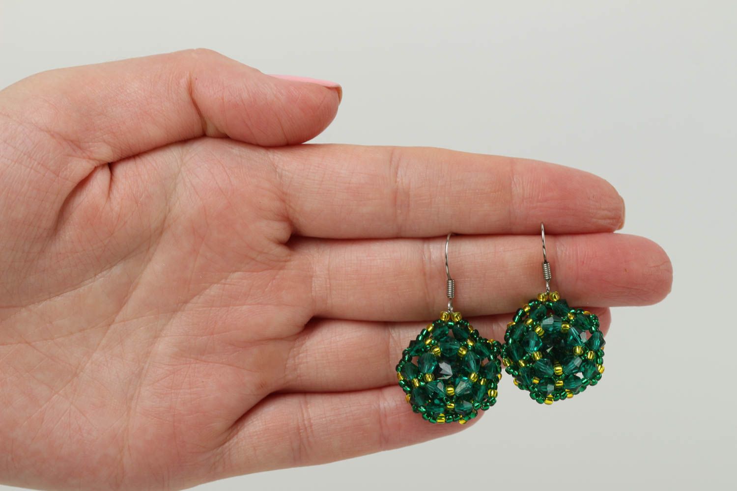 Handmade seed beads earrings green earrings evening accessories stylish jewelry photo 5
