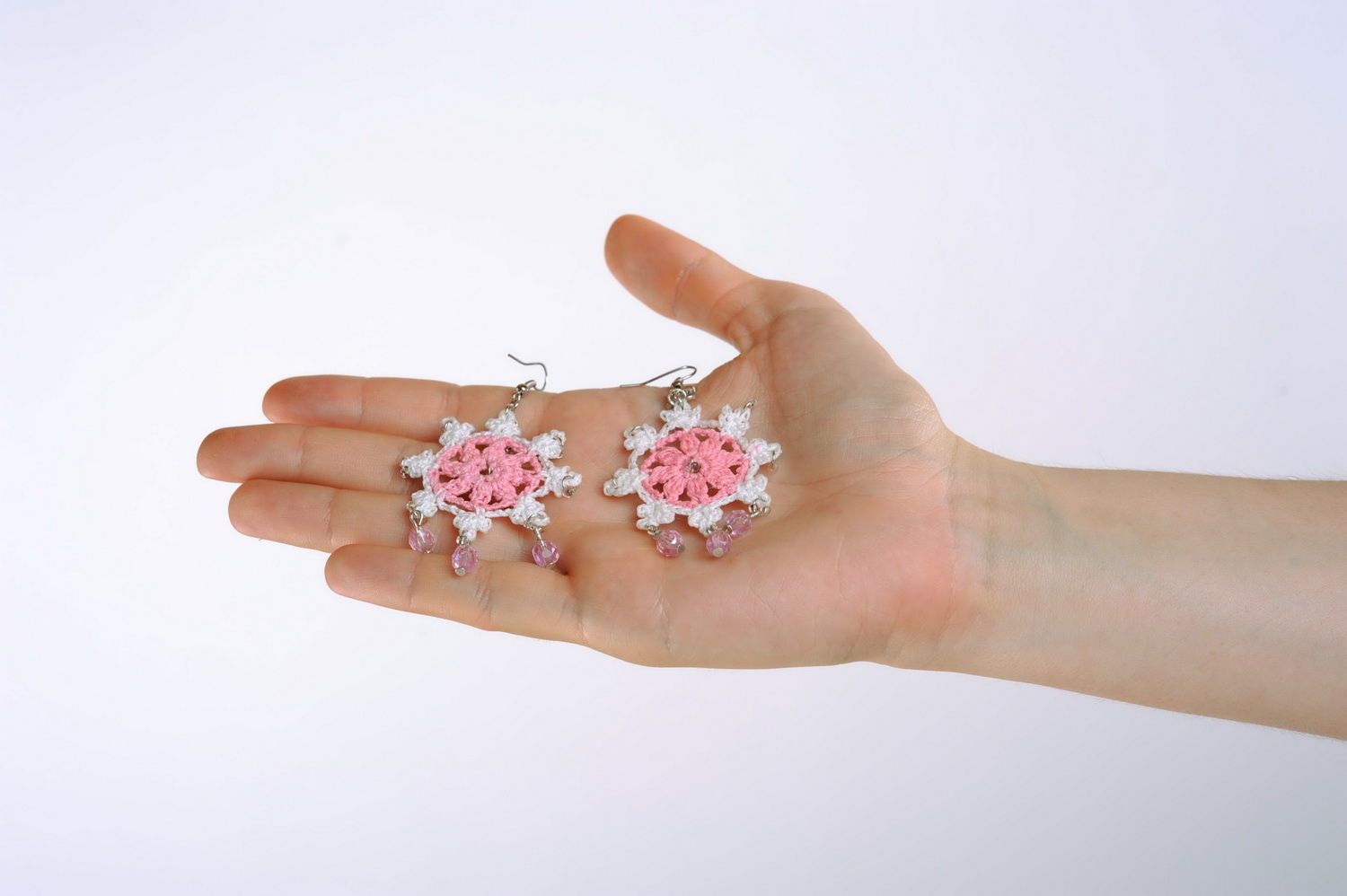 Crochet Earrings Snowflakes photo 2
