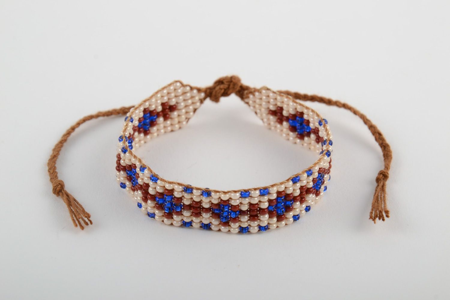 Beautiful handmade wide beaded bracelet with ethnic pattern photo 4