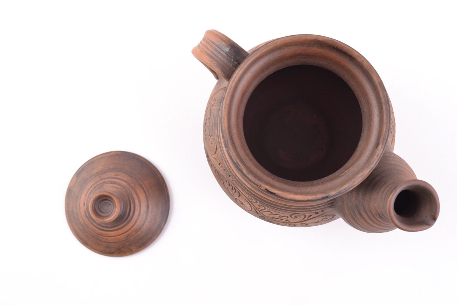 Handmade Keramik Teekanne mit Muster in Milchbrennen Technik schön elegant 400 ml foto 3