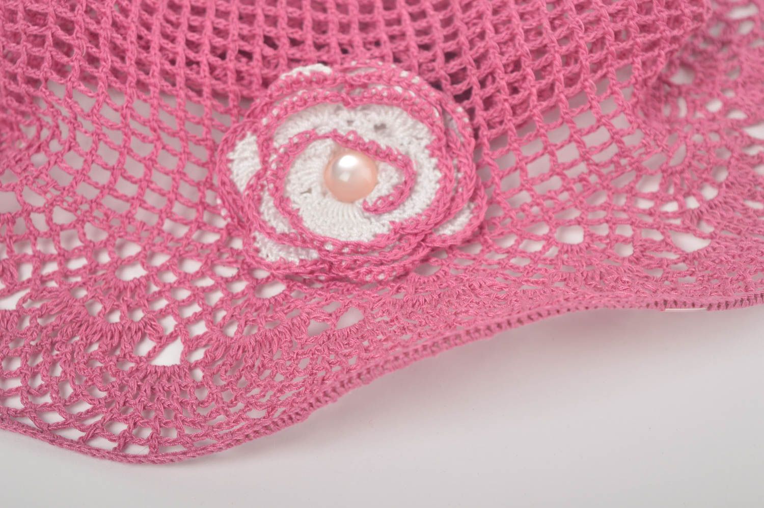 Gorro tejido con gancho ropa infantil de color rosa regalo original artesanal foto 5