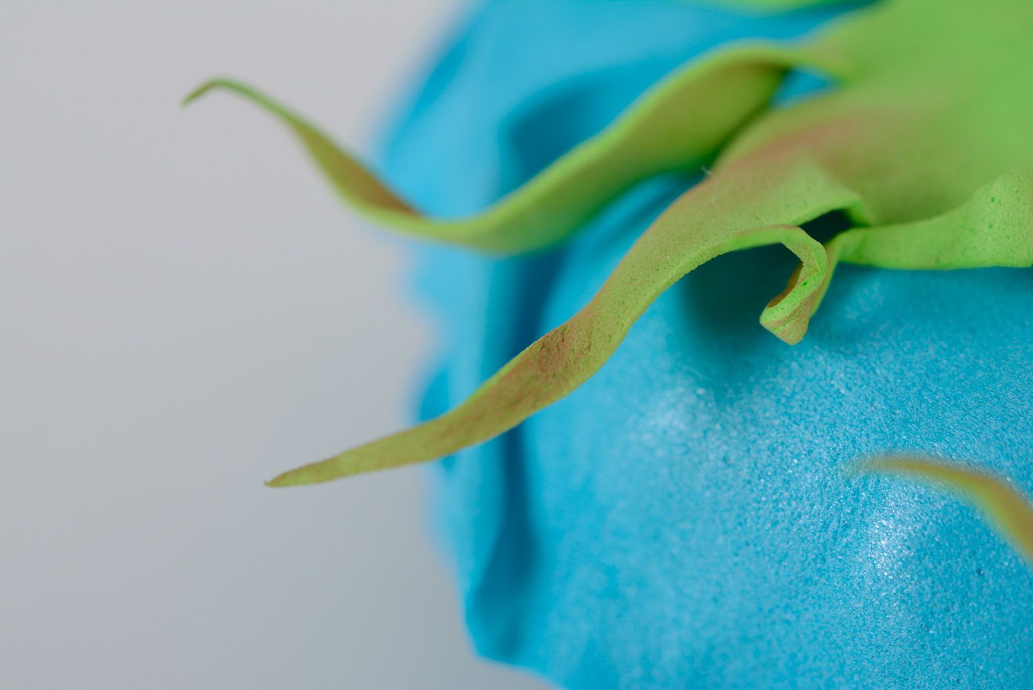 Bright blue handmade foamiran fabric flower scrunchy for women photo 4