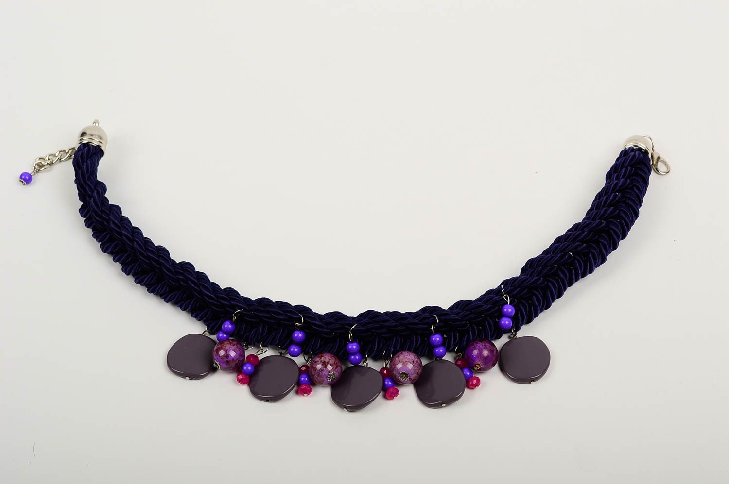 Handmade beautiful textile necklace elegant cute necklace evening jewelry photo 3