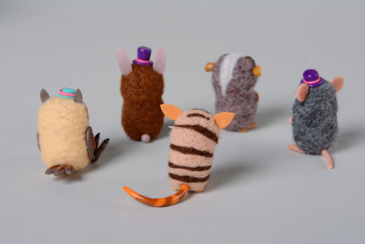 Set of handmade miniature felted wool toys 5 pieces photo 3