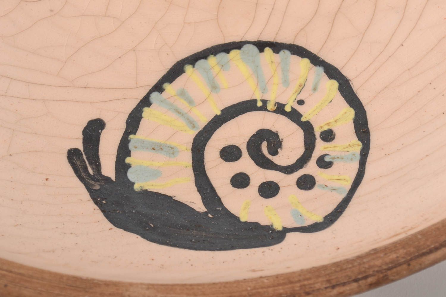 Керамическая тарелка ручной работы глиняная посуда расписная тарелка Улитки фото 2