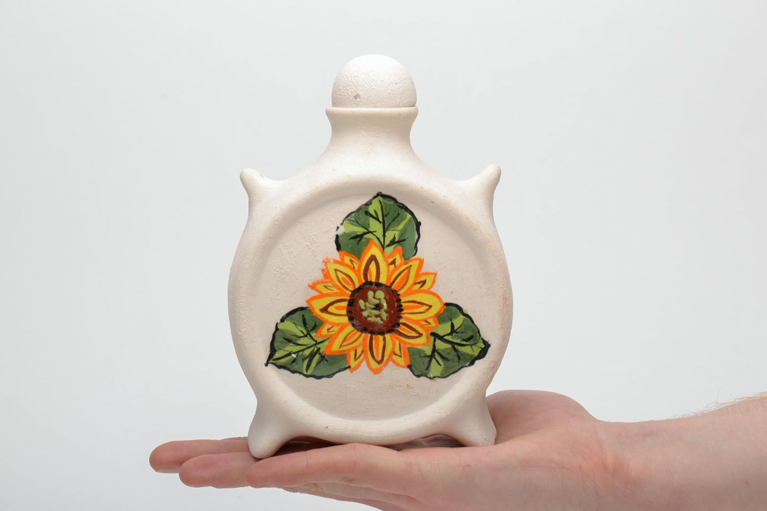Decorative ceramic bottle Sunflower photo 5