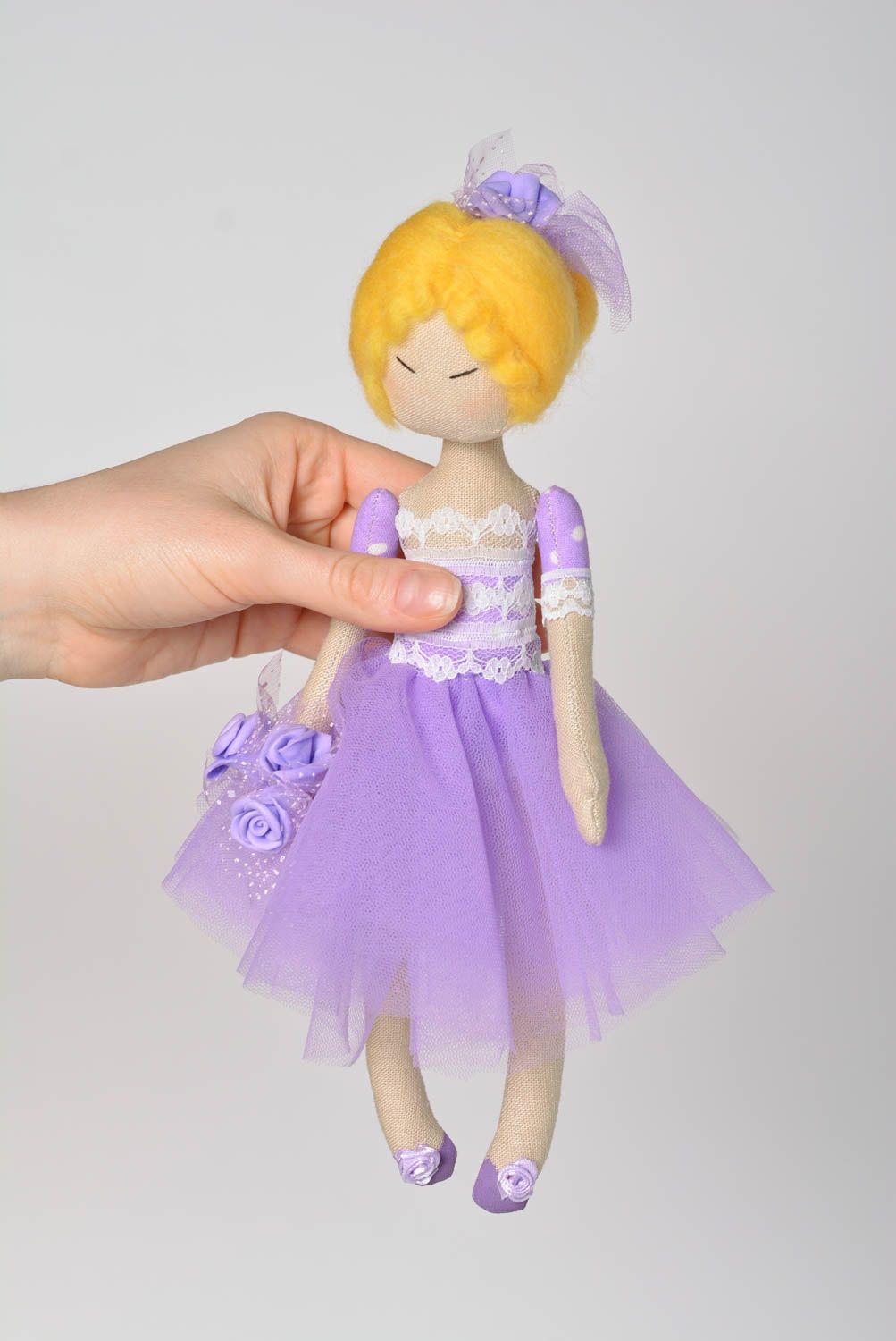 Handmade fabric doll decorative stuffed toy present for baby nursery decor photo 4