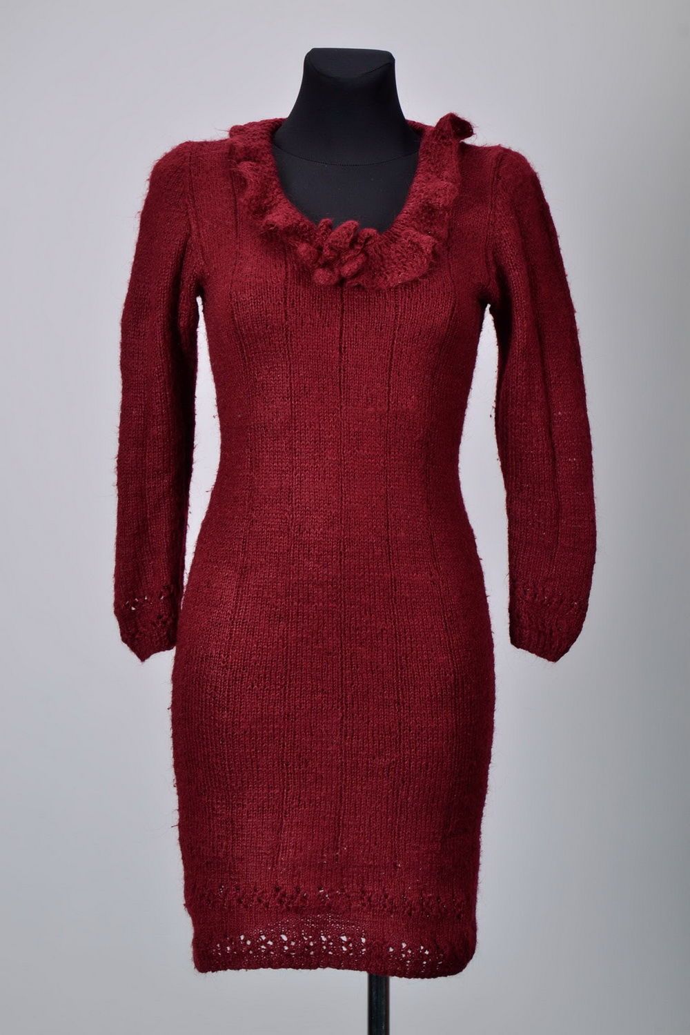 Woolen burgundy dress photo 1