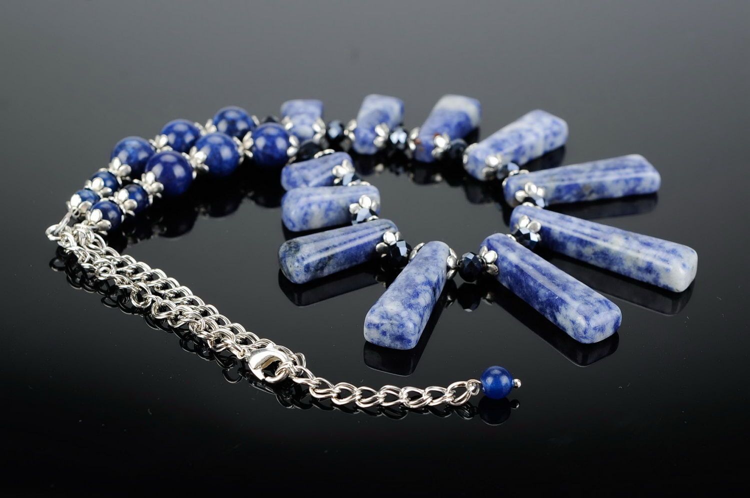 Necklace with lazurite and Czech crystal photo 1