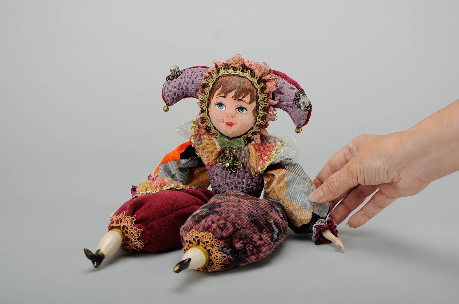 Künstler Textil Puppe Petruschka russische Handpuppe foto 2