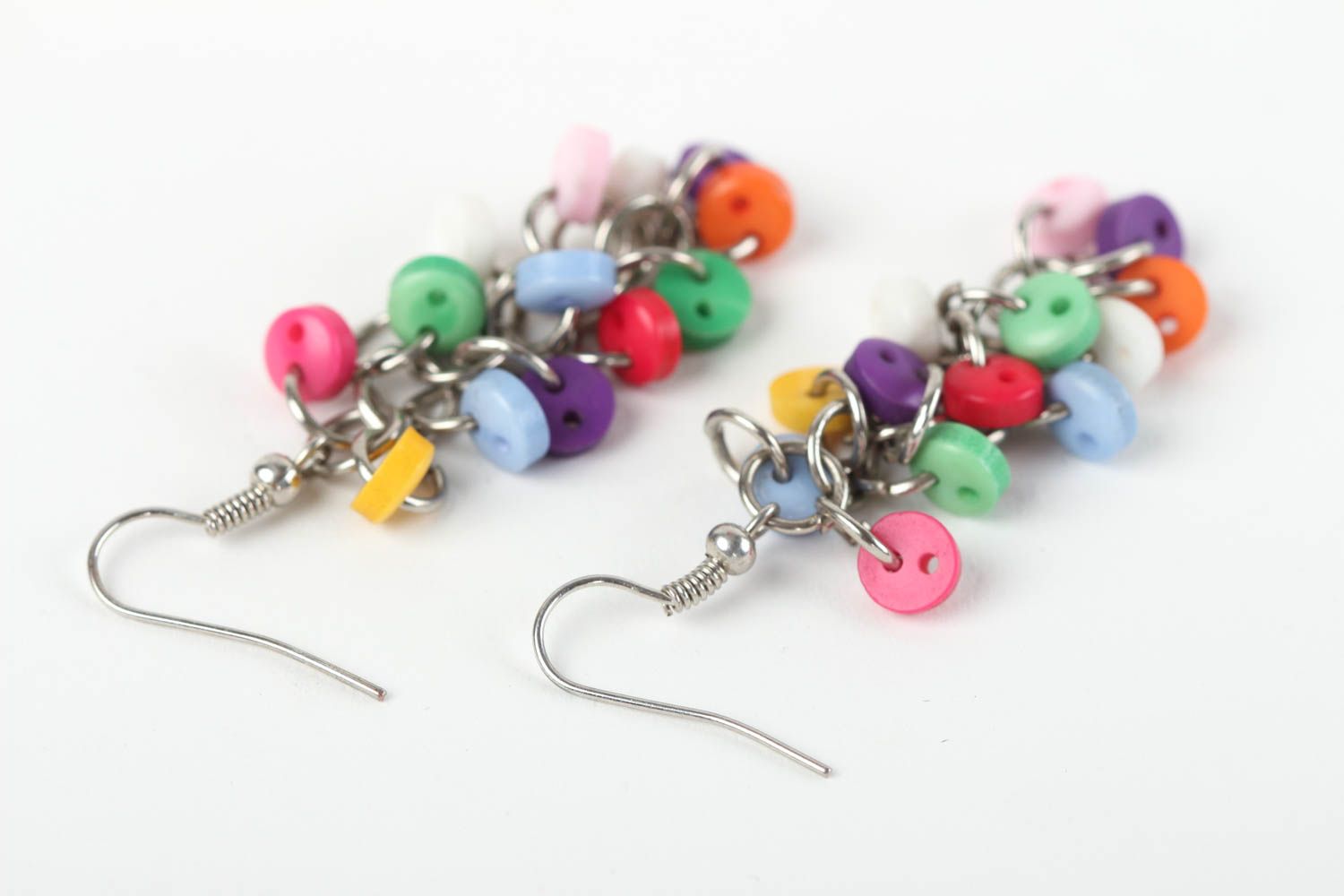 Boucles d'oreilles fantaisie Bijou fait main boutons multicolores Idée cadeau photo 4