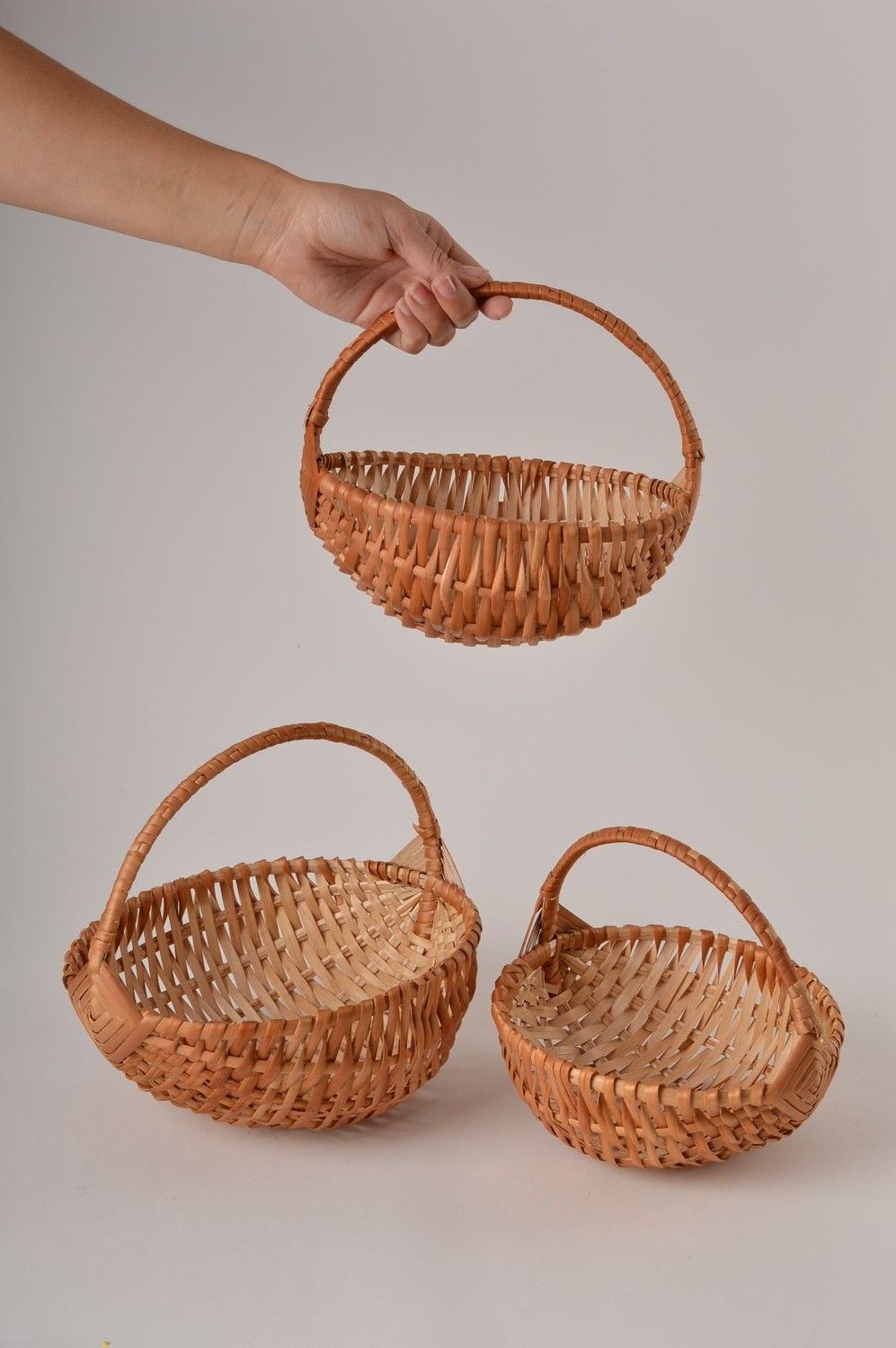 Handmade cute woven baskets stylish interior decor 3 decorative elements photo 6