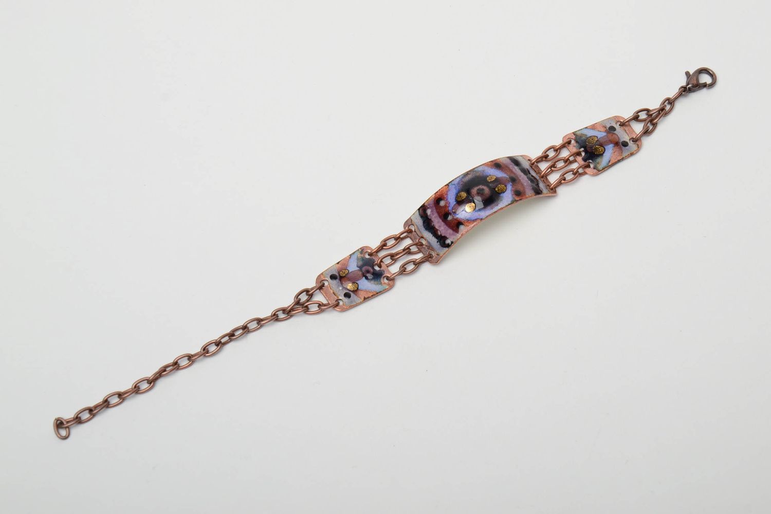 Copper bracelet decorated with enamel painting photo 3